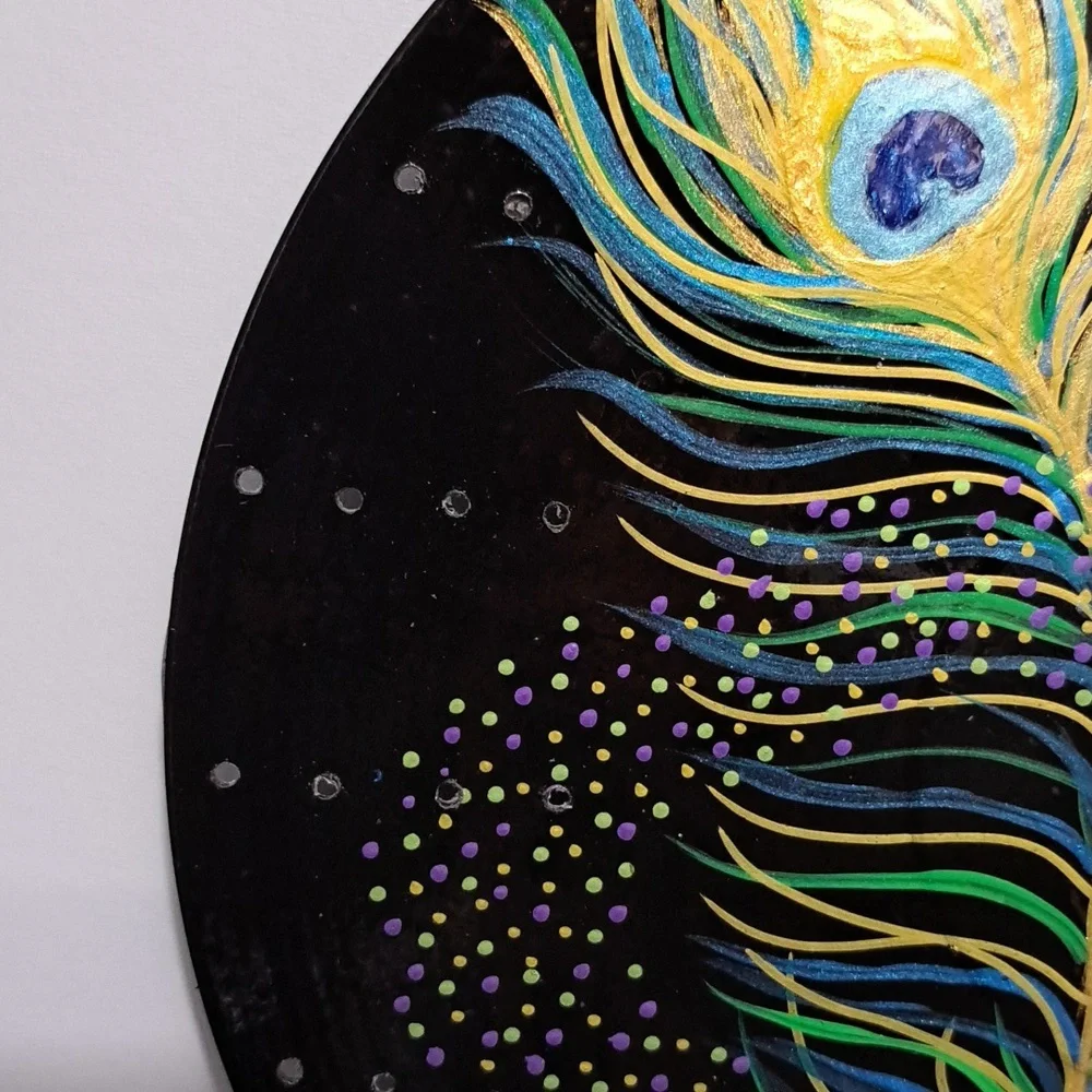 Hand Crafted Jewelry Display Upcycled Vinyl Record Wall Art Peacock Feather - Picture 13 of 17